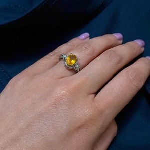 Citrine yellow stone ring 5.5